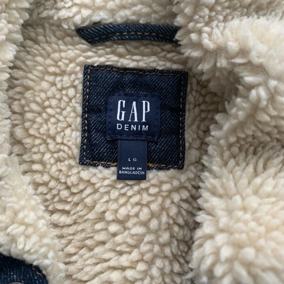 COPY - Boys Denim Jacket Fleece Lined Cute Sherpa Collar Snap Button from GAP - Picture 4 of 4